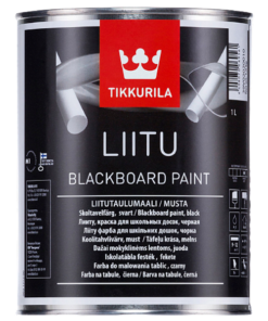 Tikkurila  LIITU BLACKBOARD PAINT  tabuľová farba Čierna matná,1L www.pulzar.sk Farby Laky
